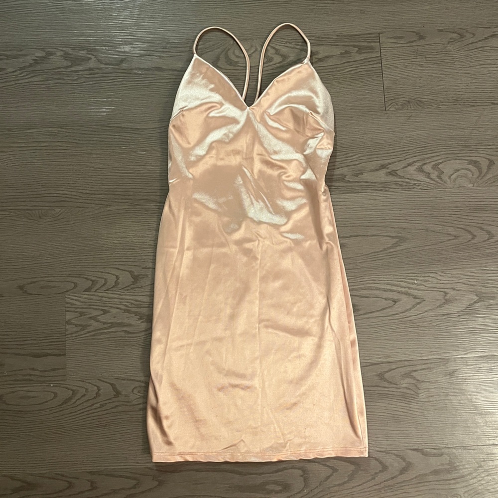 Pink Satin Backless Dress
